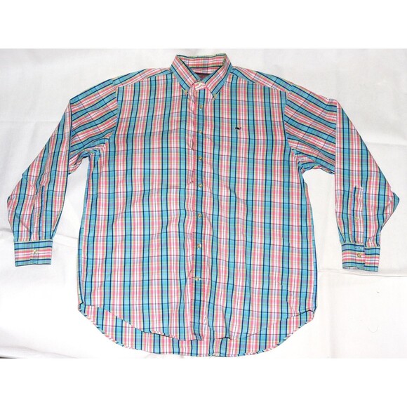 vineyard vines Whale Men's Long Sleeve Button Down Plaid Shirt Size Large - Picture 3 of 8